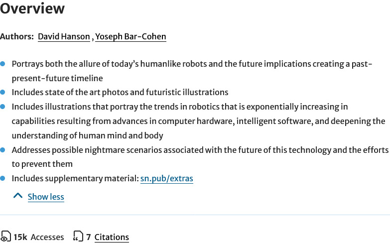 Overview of 'The coming robot revolution' by Bar-Cohen et al.